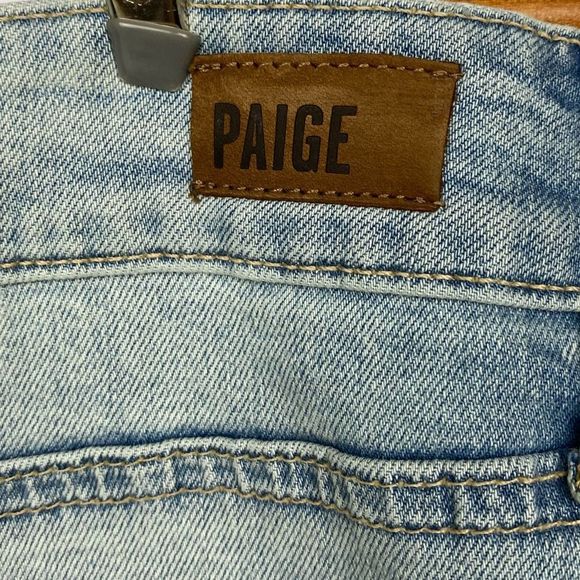PAIGE Light Blue Denim High Waist Side Slit Mini Skirt - Picture 7 of 10